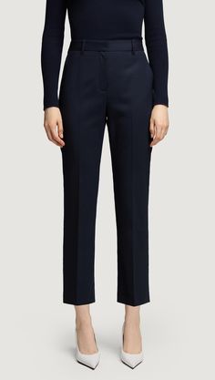 For work and play, consider these your go-to pants regardless of the occasion. Made of super-soft Italian seasonless wool, these versatile cropped slim fit trousers feature belt loops and plenty of pockets. Style with our Knit Turtleneck or Longsleeve Bias Top for a reliably chic ensemble. Straight Silhouette Dress Pants With Belt Loops For Office, Straight Silhouette Pants With Belt Loops, Office Pantsuit With Belt Loops, Formal Dress Pants With Belt Loops, Business Casual Pants With Belt Loops And Straight Silhouette, Business Pants With Belt Loops, Formal Straight Silhouette Pants With Belt Loops, Tailored Dress Pants With Belt Loops And Straight Silhouette, Classic Dress Pants With Belt Loops And Straight Silhouette