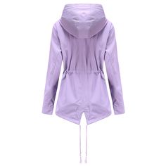 Light Purple Waist Drawstring Hooded Outdoor Rainproof Coat Light Purple, Winter Jackets, Fall Winter, Purple