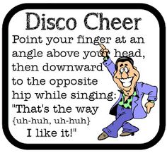 an image of a cartoon character with a quote about disco cheer and the meaning behind it