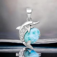 925 Sterling Silver Rhodium-Plated Polished Filigree Dolphin Larimar Necklace Charm Pendant, 2.56 Grams. Fine Jewelry, Pendants And Charms, Themed Charms, Fish And Sea Life, Dolphins925, Finish: Polished, Stone Color-1: Blue, Length: 26.58 Mm, Plating: Rhodium, Charm Length: 20.28 Mm, Charm Thickness: 4.96 Mm, Charm Width: 16.19 Mm, Solid, Width: 16.19 Mm, Gender: Unisex, Textured, Profile Type: Open Back, Bail Width: 5.98 Mm, White, Bail Length: 7.3 Mm, Plating Color: Silver Tone, Stone Type (O Silver Larimar Pendant Jewelry, 80s Clothes, Dolphin Jewelry, Larimar Necklace, Jewelry Pendants, Hype Shoes, Sterling Silver Filigree, Necklace Charm, Silver Filigree