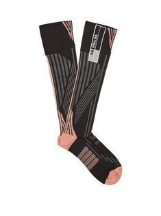 Click here to buy Prada Striped-geometric jacquard socks at MATCHESFASHION.COM Steel Grey, Black Bow, Sock Shoes