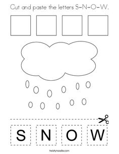 cut and paste the letters s - n - o - w to make snow worksheet