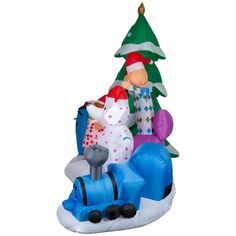 an inflatable christmas tree with presents on it