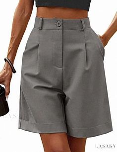 Lasaky - Breathable Wide-legged Cropped Pants - High-waisted, Loose Fit, and Slimming Design Shorts Knee Length, Wide Leg Shorts, Womens Summer Shorts, Knee Length Shorts, Wide Leg Cropped Pants, Shorts Cargo, Shorts Casual, Leg Design, Fitted Trousers