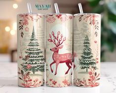 Red reindeer 20 oz. skinny tumbler Reindeer Christmas Tree, Fall Fishing, Vintage Reindeer, Clear Tumblers, Png Vintage, Easter Embroidery, Floral Decal, Kids Tumbler, Design Mom