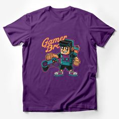 Gamer Bro Pixel Art T-Shirt, Cool Retro Gaming Graphic Tee, Blocky Character with Controller, Unisex Gamers Apparel Male T-Shirt Custom graphic T-Shirt.Customize your color Retro Purple T-shirt With Graphic Print, Casual Purple T-shirt With Cartoon Print, Gamer Style Crew Neck T-shirt For Streetwear, Gamer Style Screen Print T-shirt For Streetwear, Graphic Purple T-shirt With Graphic Print, Purple Graphic Tee With Graphic Print, Graphic Print Purple T-shirt, Purple Graphic Crew Neck Top, Cotton Gamer Shirt With Crew Neck