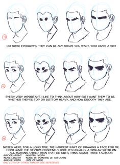 how to draw an anime character's head with different facial expressions and haircuts