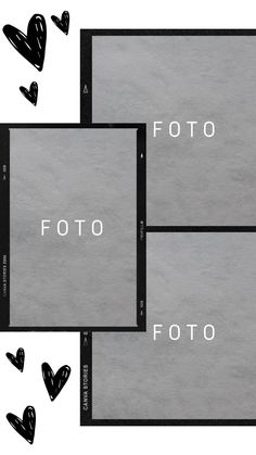 three black and white photos with the words foto on them