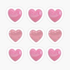 six pink heart shaped candies stickers