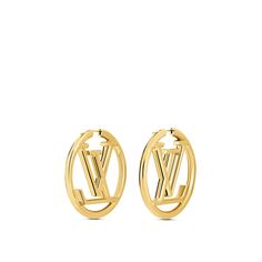 LOUIS VUITTON® - Louise Hoop Gm Earrings - Or Minimal Vanity, Daylight Ring, Letter Earrings, Gold Aesthetic, Earrings Accessories, Earrings Black, 14k White Gold Ring, Color Dorado, Earrings Collection