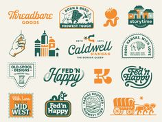 various logos and stickers for different businesses