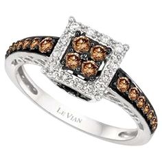 Le Vian Chocolatier® Ring featuring Chocolate Diamonds® , Vanilla Diamonds® set in 14K Vanilla Gold® Wedding Rings Chocolate Diamond, Chocolate Diamond Wedding Rings, Country Wedding Rings, Chocolate Rings, Chocolate Diamond Ring, Levian Jewelry, Square Diamond Rings, Chocolate Diamond, Brown Rings