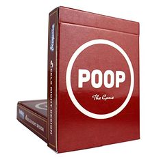 a red box with the words poop on it sitting next to two dvd's