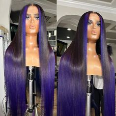 Colorful Wigs, Ombre Purple, Purple Wig, Pretty Hair Color, Ombre Wigs, Human Virgin Hair, Straight Lace Front Wigs, Lace Front Human Hair, Lace Closure Wig