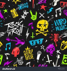 seamless graffiti wallpaper with music symbols