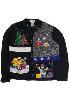 This is a vintage ugly Christmas sweater! That means: 1. We only have one — so you can’t choose a different size or quantity. 2. The size listed on the original tag may not be an accurate indication of the fit. The chest / bust size and length measurements are the most accurate way to estimate the fit. Cardigan Sweater Pattern, Christmas Cardigan, Fleece Cardigan, Cardigan Long Sleeve, Colored Cardigans, White Stag, Cardigan Long, Plus Size Sweaters, Black Fleece