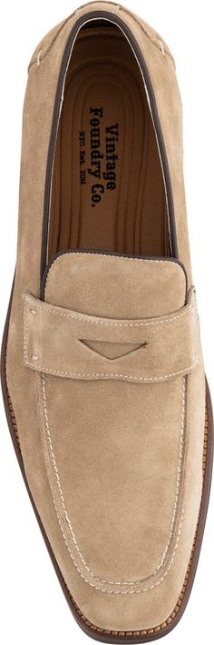 VINTAGE FOUNDRY James Square-Toe Slip-On Loafer (Men) | Nordstromrack Beige Suede Office Loafers, Beige Loafers With Suede Lining For Workwear, Beige Moc Toe Formal Loafers, Classic Slip-ons With Rubber Sole And Square Toe, Classic Beige Square Toe Loafers, Modern Beige Loafers For Business, Beige Plain Toe Loafers For Work, Beige Leather Square Toe Loafers, Slip-on Loafers With Square Toe For Work