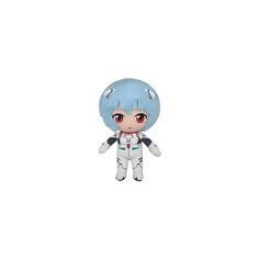 an anime character with blue hair and white clothes, standing in front of a white background