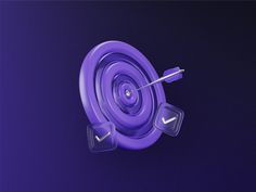 an image of a purple object that is in the shape of a target with two tags attached to it