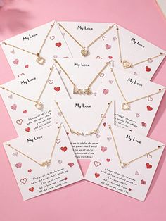 six personalized necklaces on top of each other with the words my love written in them