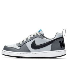 (GS) Nike Court Borough Low Shoes Grey/Black/Blue 839985-006 (SNKR/Skate/Low Top) Sporty Non-slip Sneakers For Skateboarding, Non-slip Low-top Skate Shoes, Gray Vulcanized Sole Skate Shoes For Sports, Gray Vulcanized Skate Shoes For Sports, Nike Synthetic Skate Shoes For Skateboarding, Black Skateboarding Sneakers With Elastic Laces, Black Skate Shoes With Elastic Laces, Nike Sneakers With Rubber Sole For School, Nike Sporty Skate Shoes For School