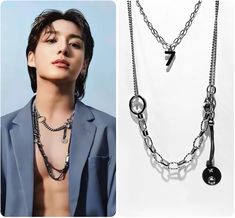 Show your love for Jungkook with this BTS inspired Punk Style Necklace. Perfect for adding to your BTS jewelry collection, this stylish piece of jewelry is a must-have for Jungkook fans worldwide. Show off your fandom in style!   Material: Stainless Steel Chain Width: 1mm, 5mm Round Rings Connector Size: 15mm, 8mm Round Pendant Charm Size:15mm Number Seven Charm size: 12mm x 8mm Chain Width: 3mm  Chain Length: 16 Inches, 18 Inches, 20 Inches Please select the length on the drop down menu If you Jungkook Jewelry, Jungkook Necklace, Bts Necklace, Bts Jewelry, Kpop Jewelry, Army Accessories, Pop Jewelry, Fancy Jewellery Designs, Beach Anklets