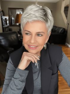 Risk Wig by Ellen Wille | Lace Front | Best Seller – Wigs.com True Pixie Haircut, Pixie Wigs For White Women, Pixie Cut For Thinning Hair, Short Gray Hair Styles, Grey Pixie Hair, Grey Hair Wig, Gray Hair Pixie Cuts, Short White Hair, Short Sassy Haircuts