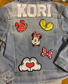 Your place for custom denim jackets! - We can personalize with just a name. - Add your favorite characters, holidays or hobbies. - Options of regular blue denim (wash may vary), or white denim. - Custom bows, knit beanies. - Your choice of color for name. White, pink, blue, red, gold, or black. Please note - pricing per jacket may vary depending on amount of patches/theme. Customizable Blue Denim Jacket, Customizable Cute Denim Jacket, Casual Customizable Blue Outerwear, Customizable Cute Cotton Outerwear, Cute Customizable Cotton Outerwear, Playful Blue Cotton Denim Jacket, Cute Blue Denim Jacket, Jean Jacket Diy, Knit Beanies