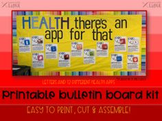 a bulletin board with the words health there's an app for that