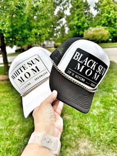 Are you the BLACK SUV MOM or the WHITE SUV MOM? Chaos or completely organized?! You be the judge and snag whichever describes you both. This makes a perfect best friend gift if you are opposites. Great for the those funny hat exchanges too! WHAT YOU WILL RECEIVE: 1 hat with design of choice  You can choose to add-on a gold brim chain as well. You can find that listing HERE: https://thememphismarketco.etsy.com/listing/1549277891 Hat With Patches, Best Friend Funny, White Suv, Black Suv, Hat Bar, Mom Hat, Patch Hats, Friend Funny, Custom Trucker Hats