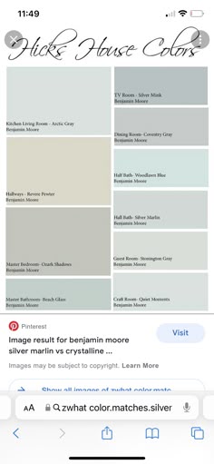 an iphone screen showing the color scheme for different colors and font options on each page