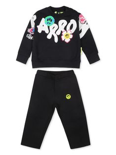 black/multicolour cotton jersey texture Top: logo print to the front crew neck long sleeves ribbed cuffs and hem Trousers: appliqué logo elasticated waistband pull-on style Teen Boy Outfits, Dress With Jean Jacket, Baby Boy Accessories, Gucci Kids, Dolce And Gabbana Kids, Tracksuit Set, Boys Accessories, Kids Logo, Stella Mccartney Kids