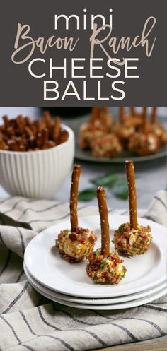 mini bacon ranch cheese balls on a white plate