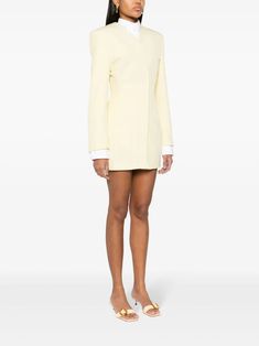 Jacquemus La Robe Cubo Mini Dress - Farfetch French Style Icons, Jacquemus Dress, Virtual Outfits, Catherine Deneuve, Dress Yellow, Pale Yellow, Fashion Details, Yellow Dress, Style Icons