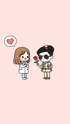 a man and woman are talking to each other while one is holding a rose in his hand