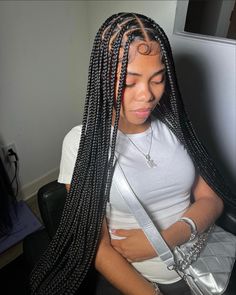 Medium Knotless, Black Kids Braids Hairstyles, Pretty Braids, Big Box Braids Hairstyles, Black Ponytail Hairstyles, Twist Braid, Box Braids Hairstyles For Black Women, Cute Braided Hairstyles, Cute Box Braids Hairstyles