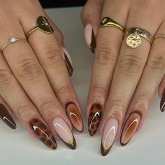 Light Brown Nails, Ombre Chrome Nails, Gel Nails French, Fall Gel Nails, Nails Only, Brown Nails