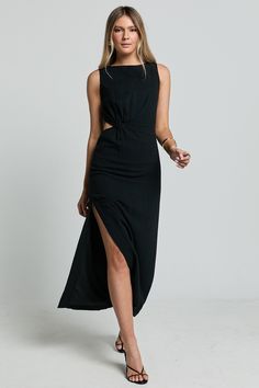 Transform your look with the Brodie Midi Dress, a side cut-out masterpiece that's more than just a dress—it's a statement of freedom and style. Designed for the modern woman who dares to express her individuality, this black, linen blend dress is where comfort meets chic, seamlessly blending the breathable, natural texture of linen with the smooth, gentle feel of viscose. Product Details: Inner Lining Zips A Line Linen Scoop Neckline Casual Wear Midi Length Sleeveless Viscose Material Size and Fit Size S / 8 length: 133cm / 52.36in Material and Care Main Fabric: 70% Viscose, 30% Linen Lining: 100% Rayon No Stretch Summer Dress With Side Cutouts And Cut-out Waist, Spring Maxi Dress With Cut-out Waist For Date Night, Chic Spring Dress With Side Cutouts, Chic Spring Dresses With Side Cutouts, Chic Dresses With Side Cutouts For Spring, Elegant Beach Dress With Cut-out Waist, Chic Maxi Dress With Cutout Back For Day Out, Chic Maxi Dress With Side Slits And Cut-out Waist, Summer Maxi Dress With Side Slits And Cut-out Waist