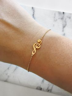 14K Gold Music Note Bracelet Treble Clef Charm Bracelet | Etsy Music Note Bracelet, Music Obsession, Music Bracelet, Music Symbol, Dream Rings, Lover Jewelry, Lovers Bracelet, Solid Gold Bracelet, Tattoo Bracelet