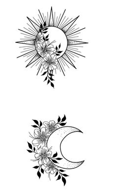 two sun and moon tattoo designs