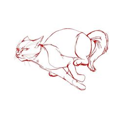 a drawing of a cat that is laying down