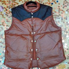 Choco 100% Lamb Leather Silk Lining Leather Winter Outdoor Vest, Fitted Brown Outerwear For Outdoor, Fitted Leather Winter Vest, Fitted Brown Outerwear With Snap Buttons, Brown Fitted Outerwear With Snap Buttons, Fitted Leather Vest For Winter, Fitted Brown Outerwear With Padded Collar, Fitted Winter Vest With Snap Buttons, Fitted Brown Winter Vest