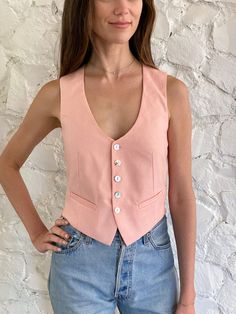 The Vest - Coral Blend – SCOUT GOODS Pink Vest Outfit Summer, Pink Vest Outfit, Waistcoat Outfit, Vest Outfits For Women, Colorful Vest, Vest Outfit, Pink Vest, Jeans Outfits, Summer Lookbook