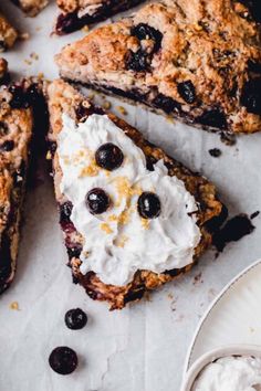 blueberry scones with whipped cream and chocolate chips