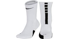 Hone in on your footwork in the Nike elite basketball crew socks. An arch band delivers a supportive fit and feel while zonal cushioning helps absorb impact as you run the court. Features: dri-fit technology keeps feet dry and comfortable. Zonal cushioning absorbs impact. Arch band offers a snug, secure fit. Ribbed traction at the forefoot helps reduce slipping inside the shoe. Size Chart: sock size: small= shoe size: women's 4-6, kids' 3y-5y. Sock size: medium = shoe size: men's 6-8, women's 6- Nike Elite Socks, Nike Elite, The Court, Crew Socks, Volleyball, Dri Fit, White Black, White And Black, Basketball