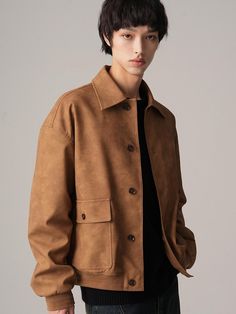 Composition : PU100%Country of Origin : China Brown Stand Collar Outerwear For Work, Brown Urban Outerwear With Pockets, Brown Winter Outerwear With Flap Pockets, Brown Long Sleeve Outerwear With Flap Pockets, Brown Urban Outerwear For Outdoors, Urban Brown Outerwear For Outdoor, Urban Outerwear With Button Closure In Solid Color, Urban Outerwear With Button Closure, Brown Collared Utility Jacket With Flap Pockets