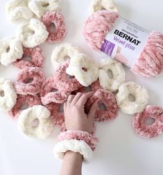 Bernat Velvet Plus Scrunchies | Yarnspirations Bernat Velvet Plus, Bernat Velvet, Daisy Farm Crafts, Daisy Farm, Mochila Crochet, Bernat Yarn, Farm Crafts, Easy Crochet Patterns Free, Crochet Headband Pattern