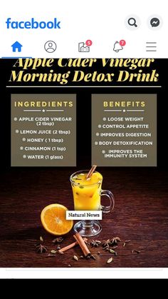 Vinegar Health Benefits, Morning Detox Drink, Apple Cider Vinegar Morning, Drink Apple Cider Vinegar, Apple Cider Vinegar Health, Cider Vinegar Benefits, Apple Cider Vinegar Benefits, Body Detoxification, Healthy Juice Recipes