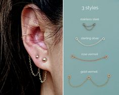 three different types of ear piercings