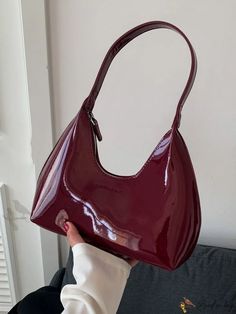 Dark Red Purse, Dark Red Bag, Shoulder Bag Outfit, 90s Shoulder Bag, Splash Of Colour, Bag Obsession, Women's Fashion Set, Classy Shoes